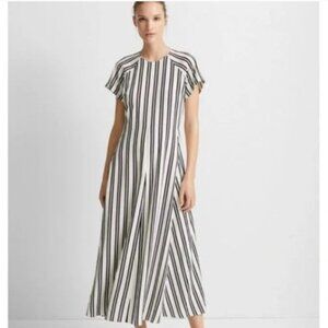 Club Monaco Black & White Stripe Short Sleeve Maxi Dress - Size 8